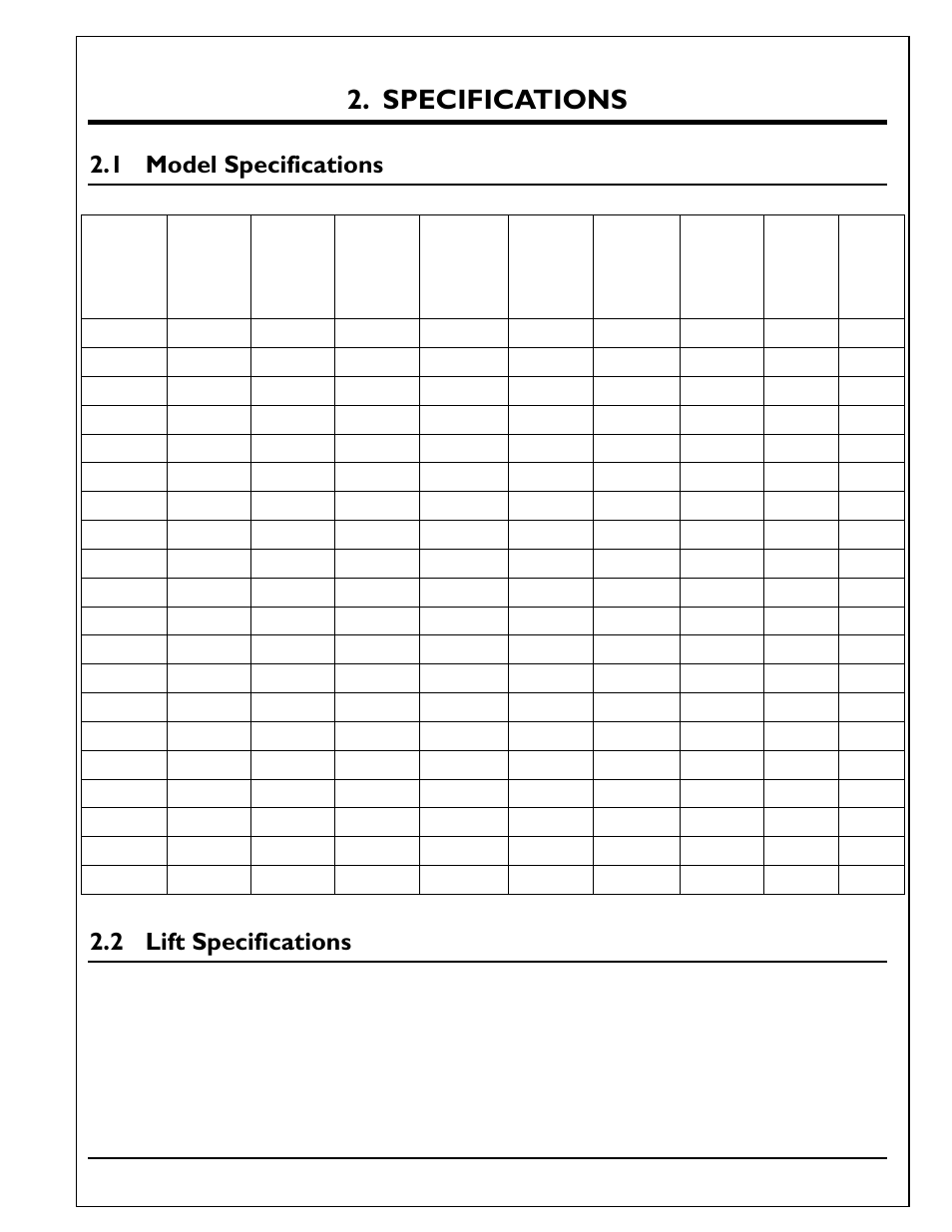 Specifications, Model specifications, Lift specifications | 1 model specifications, 2 lift specifications | Autoquip SERIES 35 SCISSORS LIFT User Manual | Page 7 / 58