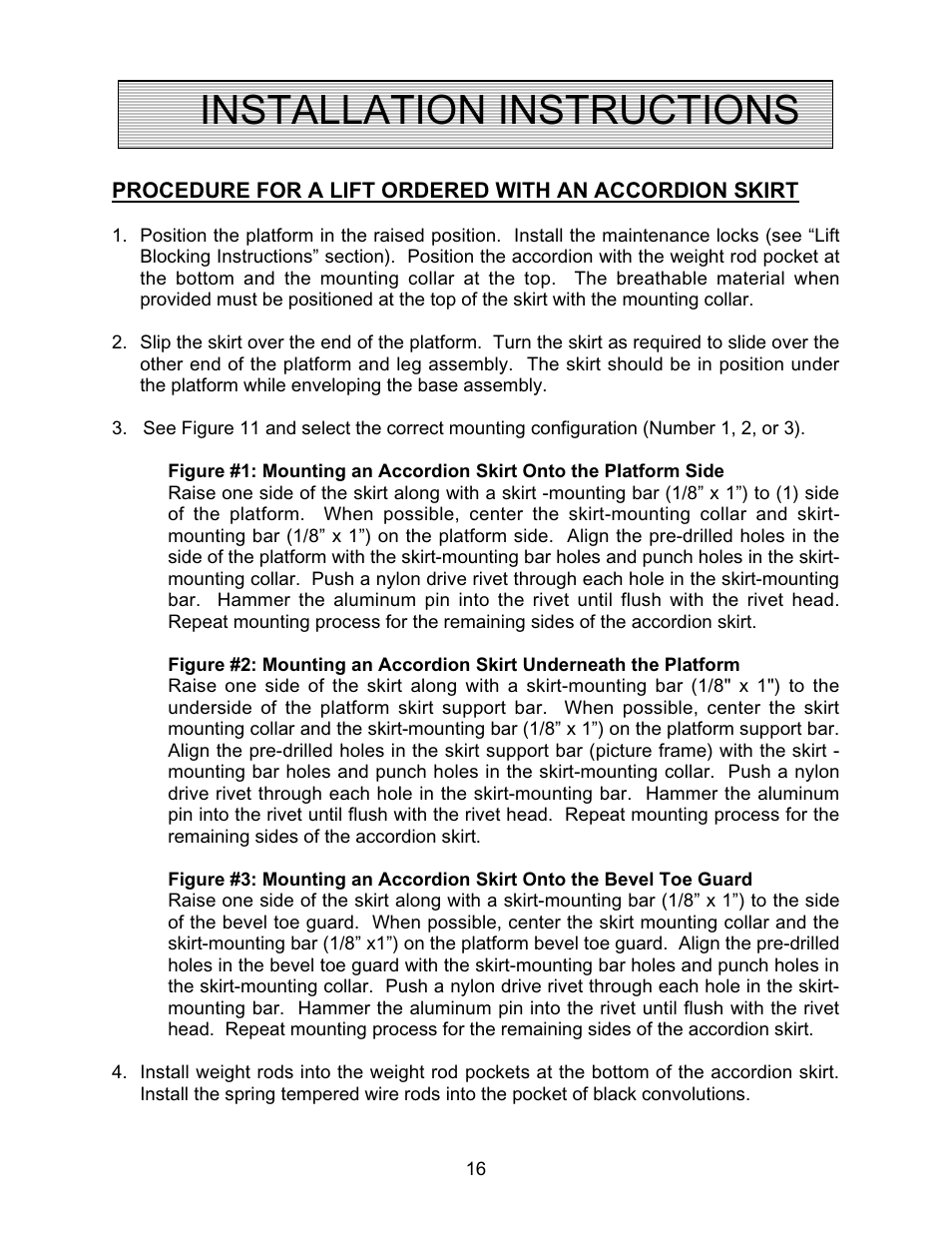 Installation instructions | Autoquip CAROUSEL WORK PLATFORM User Manual | Page 16 / 41