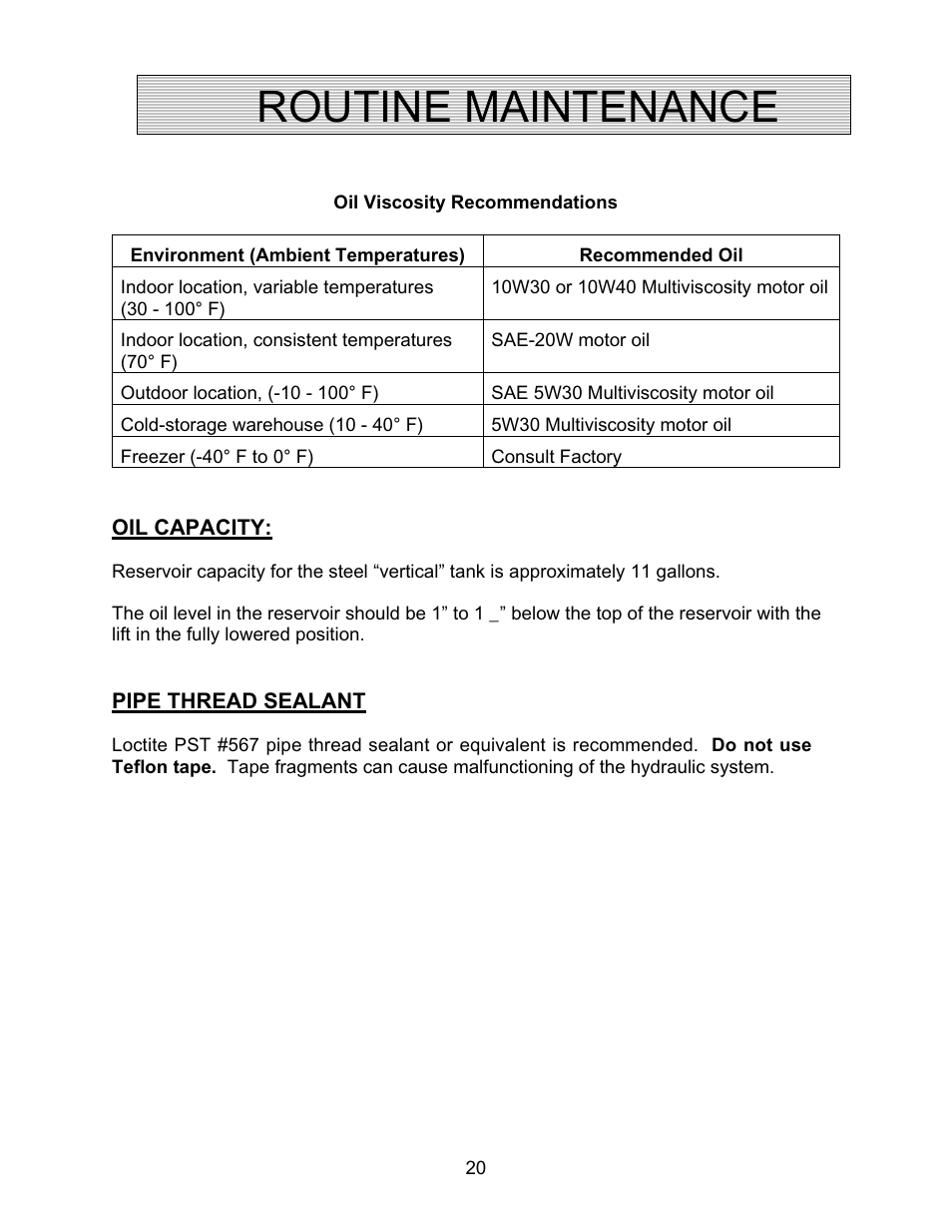 Routine maintenance | Autoquip CAROUSEL WORK PLATFORM User Manual | Page 20 / 41