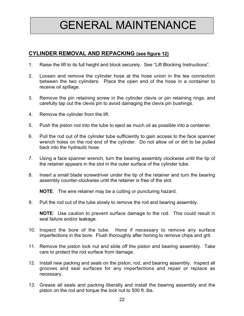 General maintenance | Autoquip CAROUSEL WORK PLATFORM User Manual | Page 22 / 41