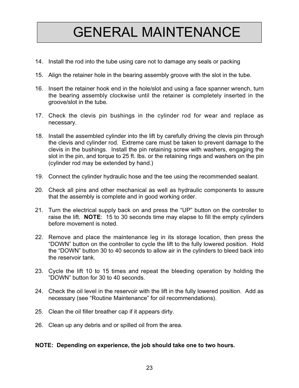 General maintenance | Autoquip CAROUSEL WORK PLATFORM User Manual | Page 23 / 41