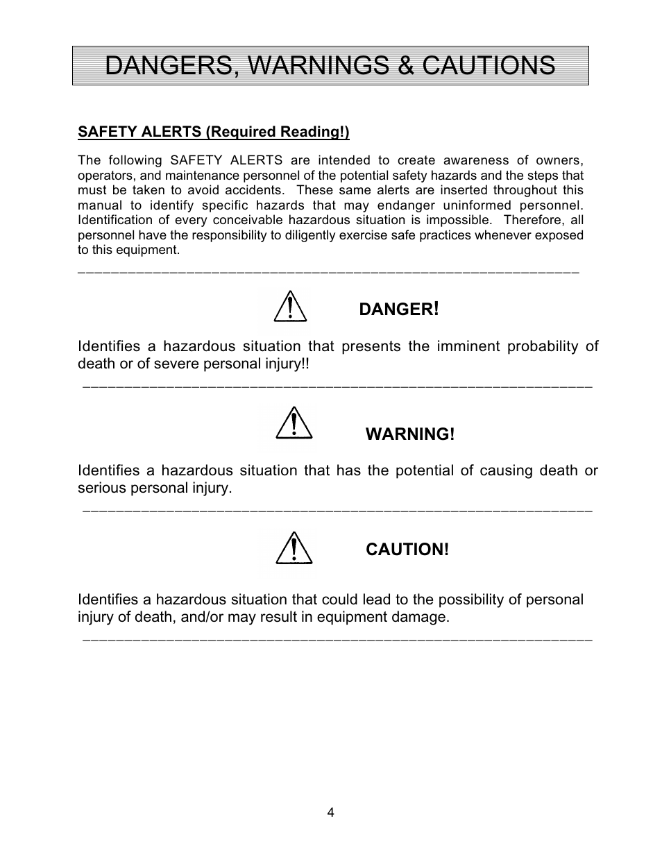 Dangers, warnings & cautions | Autoquip CAROUSEL WORK PLATFORM User Manual | Page 4 / 41