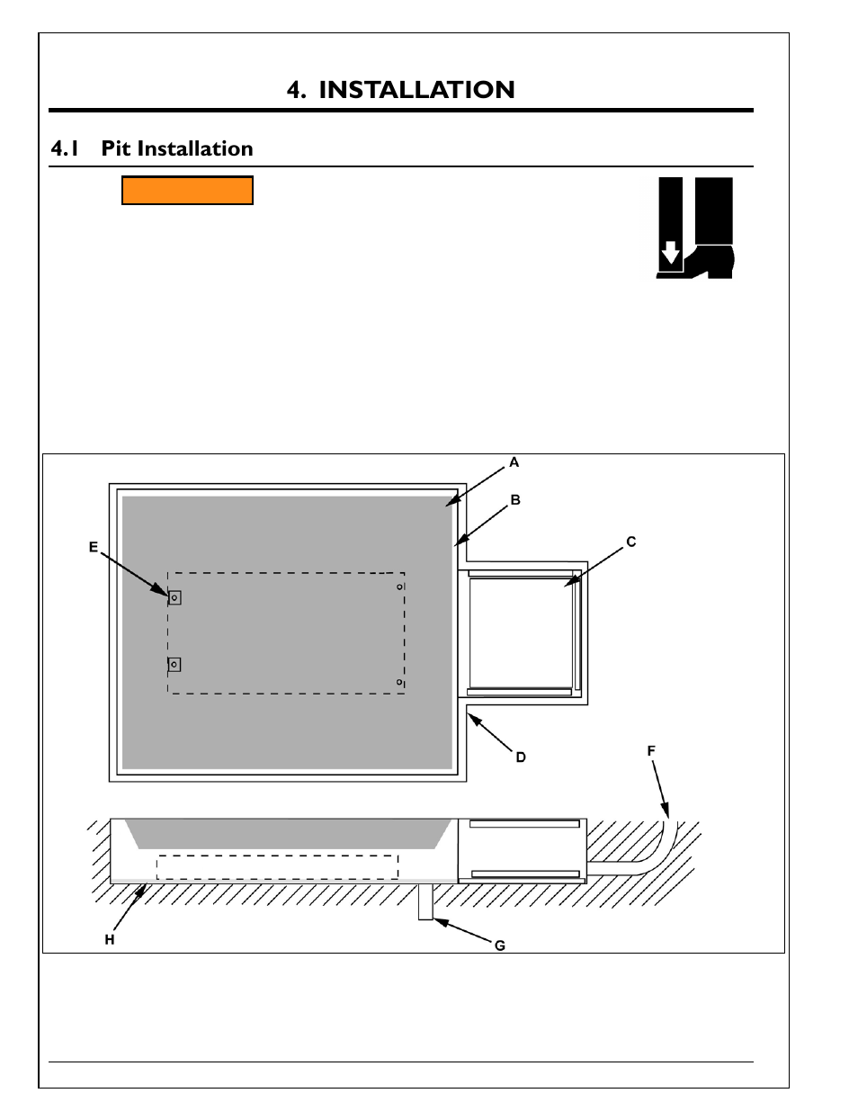 Installation, 1 pit installation, Pit installation | Autoquip TITAN SCISSOR LIFT TABLE User Manual | Page 14 / 50