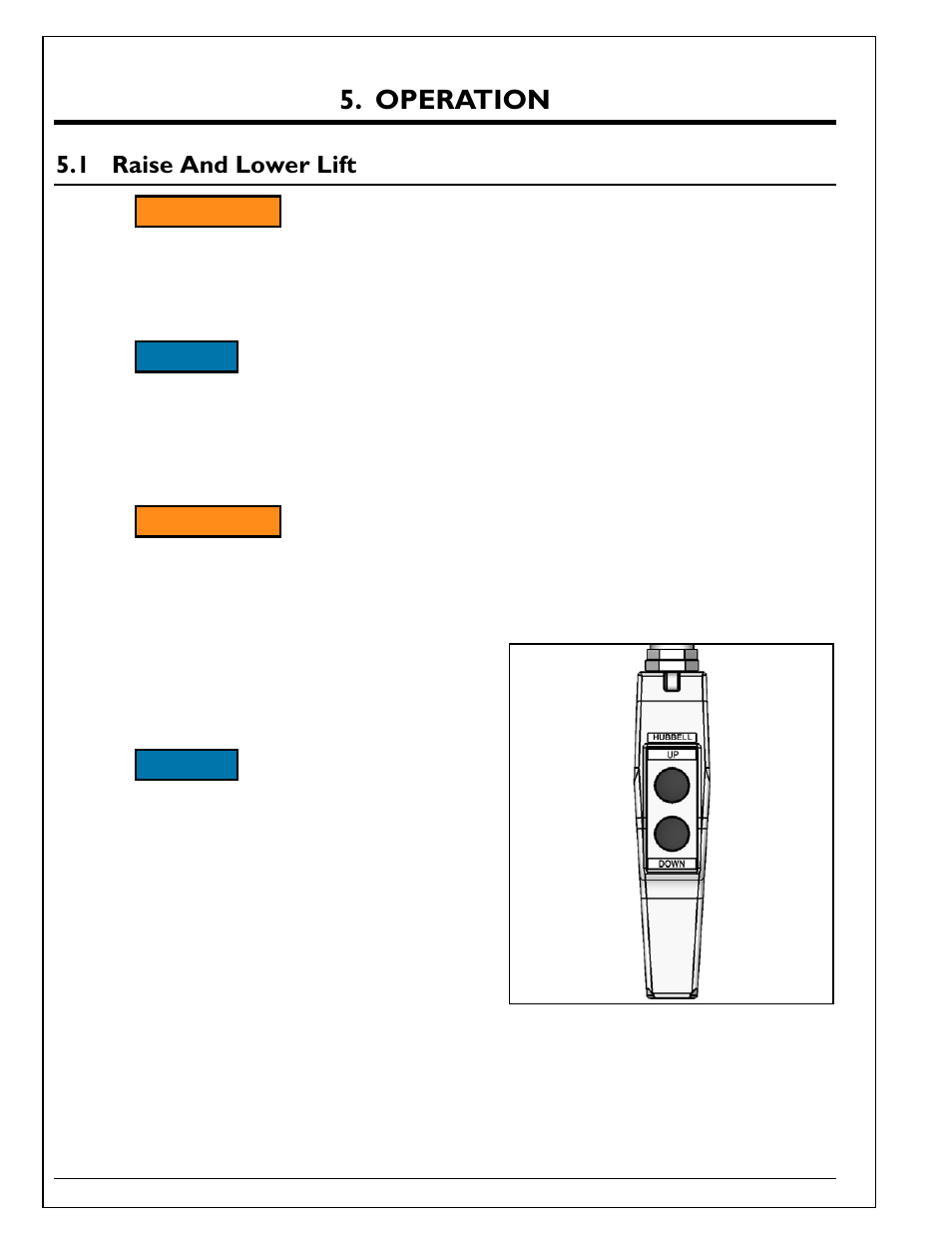 Operation, 1 raise and lower lift, Raise and lower lift | Autoquip TITAN SCISSOR LIFT TABLE User Manual | Page 20 / 50