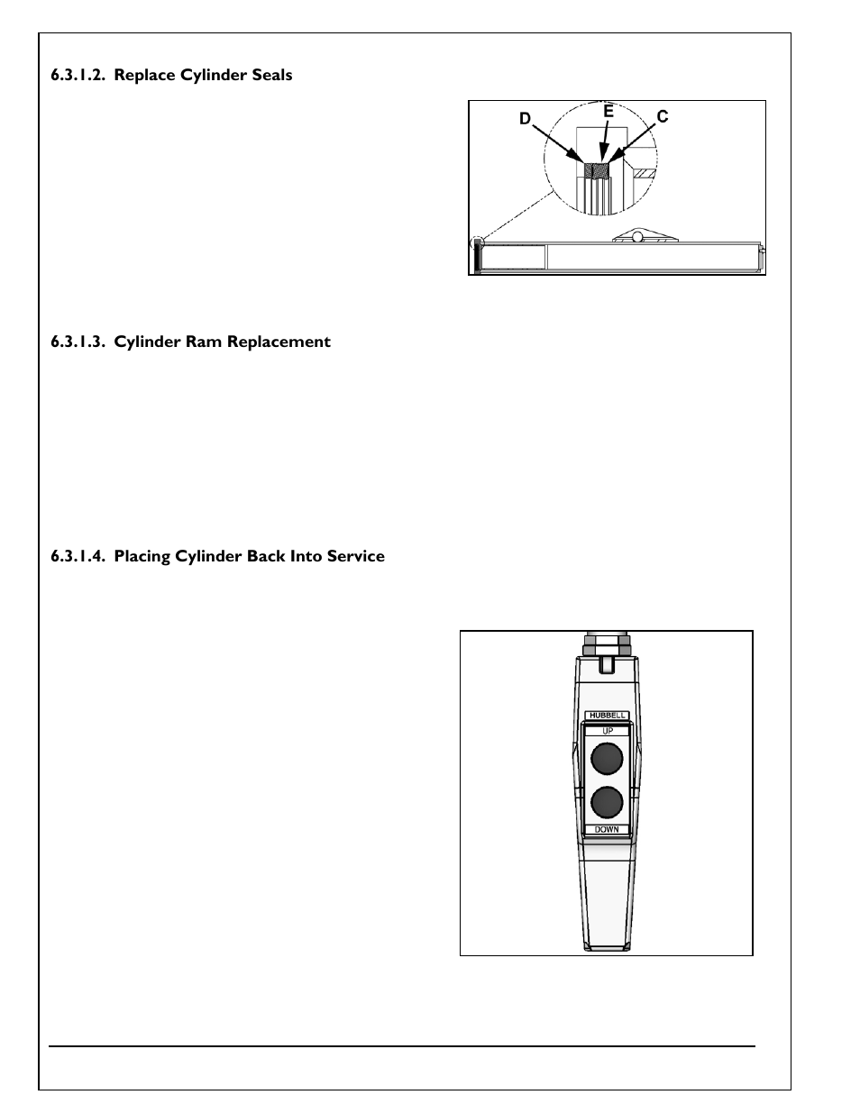 Replace cylinder seals, Cylinder ram replacement, Placing cylinder back into service | Autoquip TITAN SCISSOR LIFT TABLE User Manual | Page 26 / 50