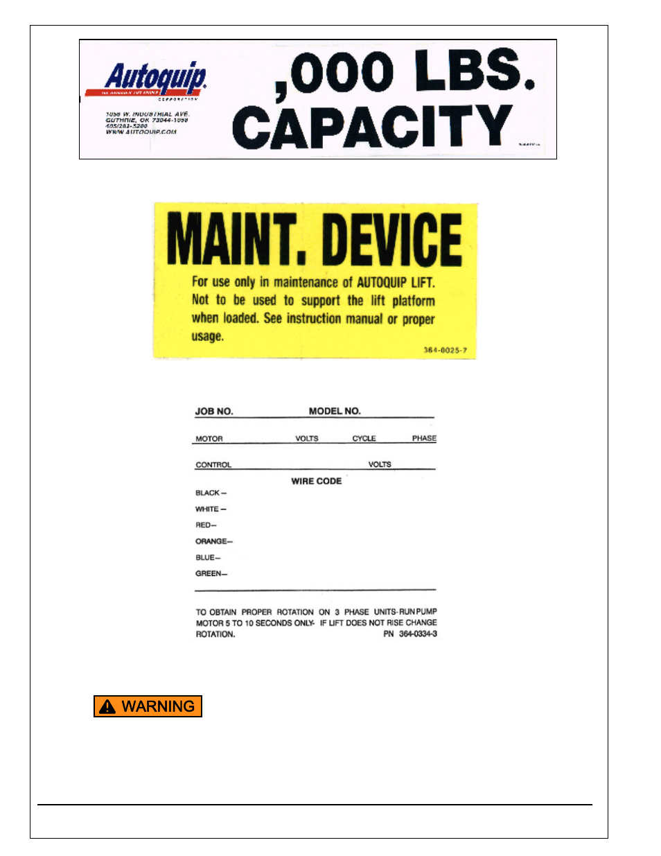 Warning | Autoquip SUPER TITAN DOUBLE LONG User Manual | Page 16 / 52