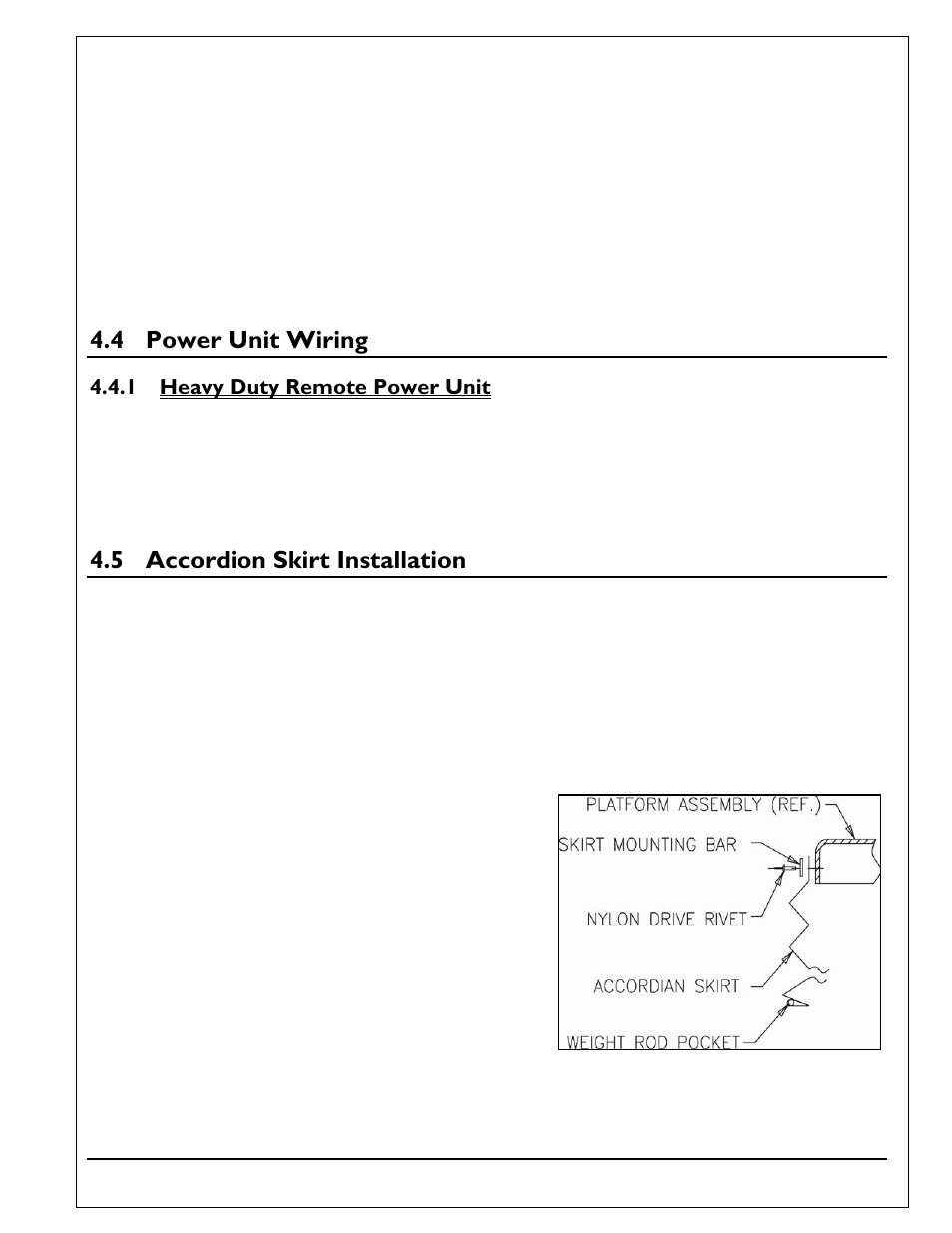 4 power unit wiring, 5 accordion skirt installation | Autoquip SUPER TITAN DOUBLE LONG User Manual | Page 23 / 52