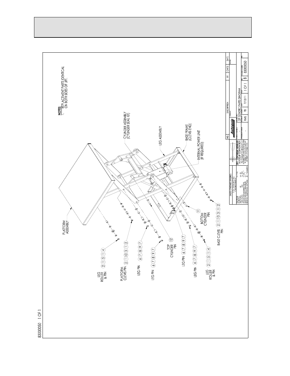 Replacement parts list | Autoquip DOUBLE PANTOGRAPH LIFT User Manual | Page 59 / 73