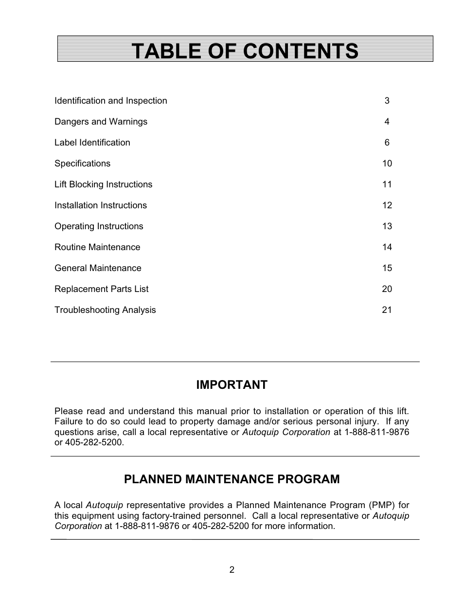 Autoquip AIR FORCE PNEUMATIC User Manual | Page 2 / 22