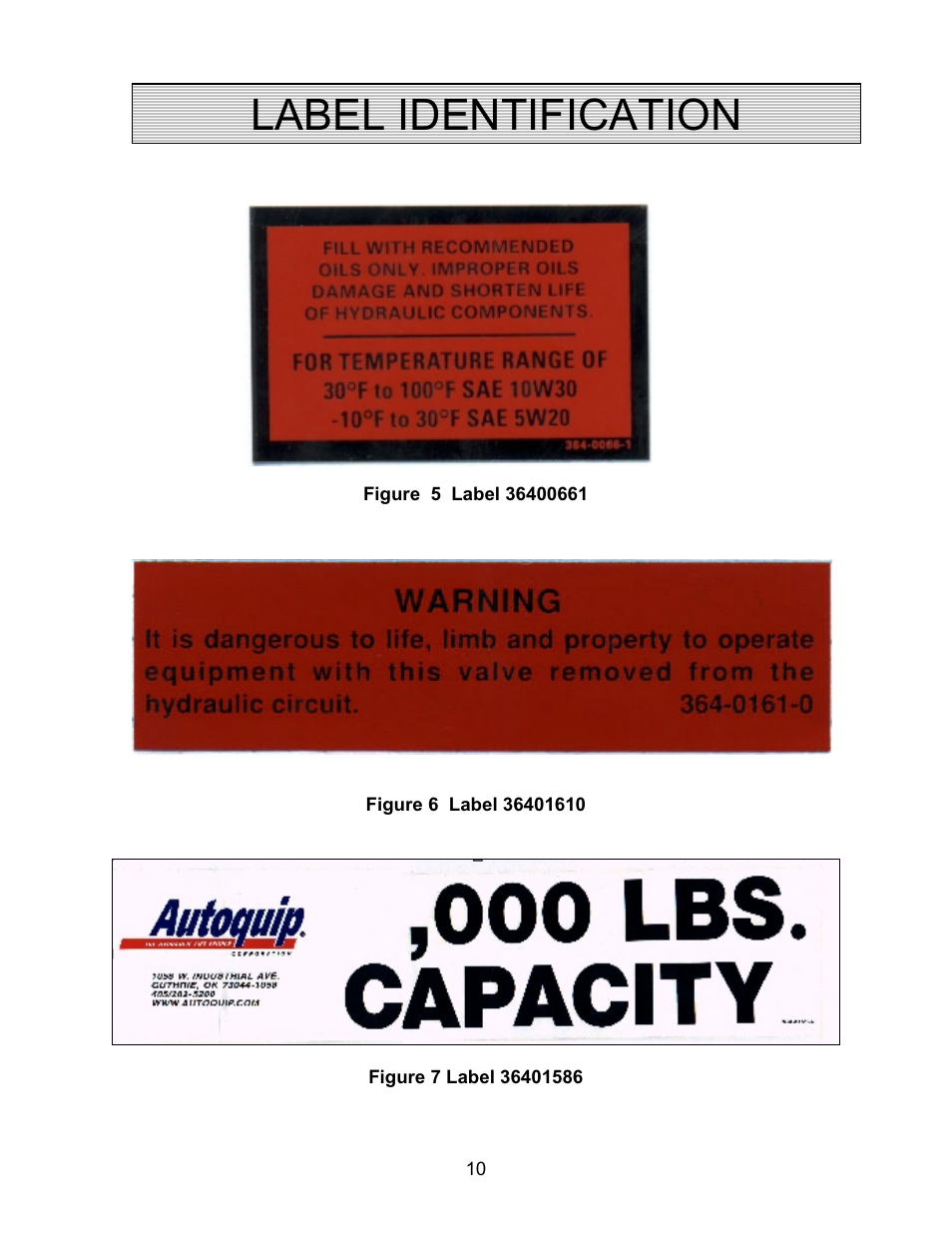 Label identification | Autoquip COIL TRANSFER CARS User Manual | Page 10 / 36