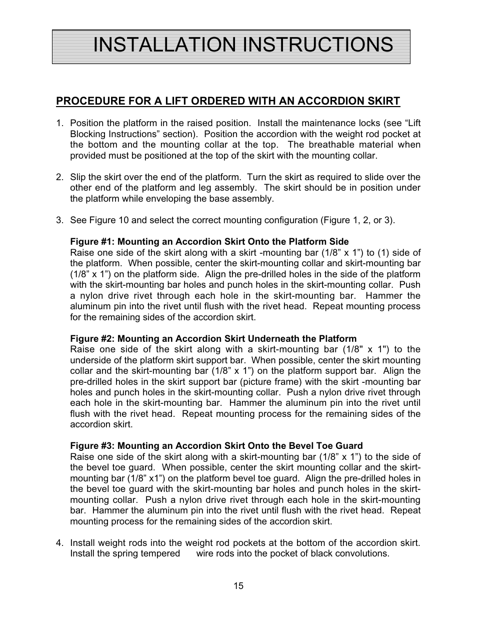 Installation instructions | Autoquip COIL TRANSFER CARS User Manual | Page 15 / 36