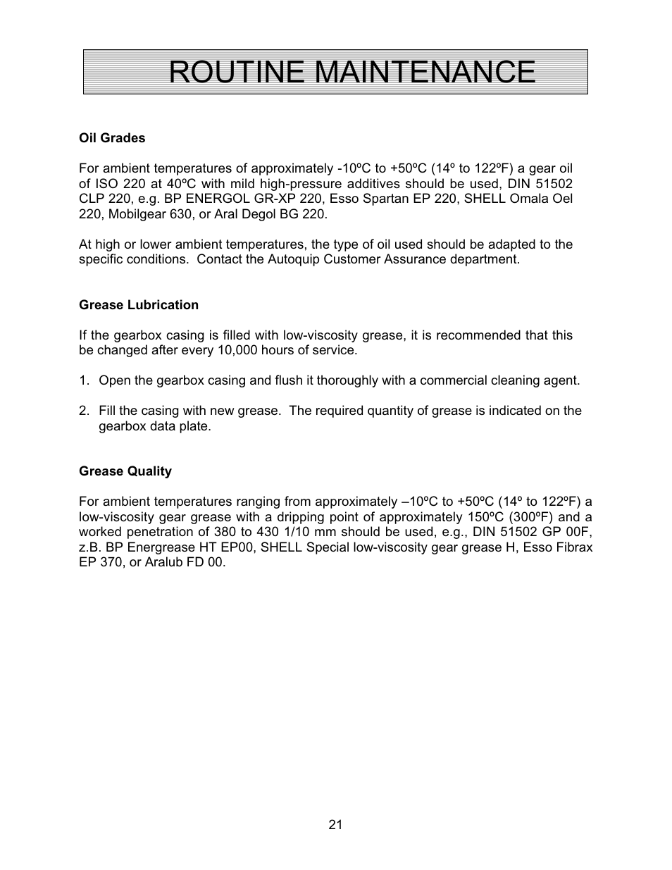 Routine maintenance | Autoquip COIL TRANSFER CARS User Manual | Page 21 / 36