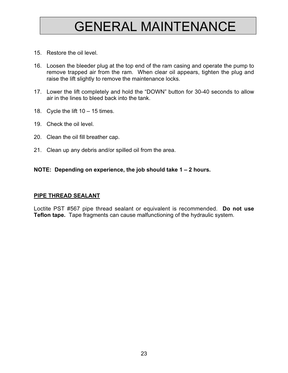 General maintenance | Autoquip COIL TRANSFER CARS User Manual | Page 23 / 36