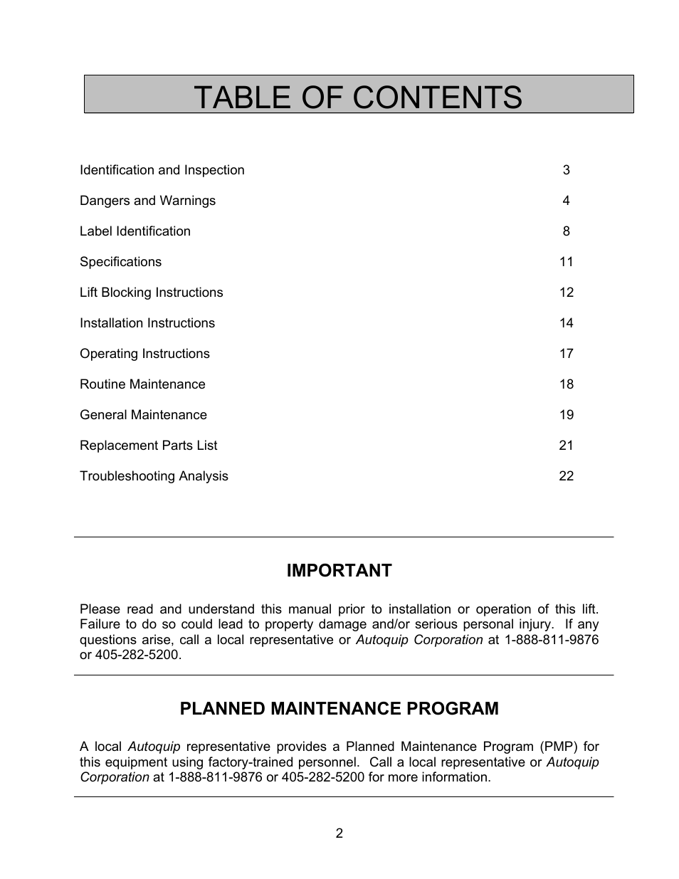 Autoquip HORIZONTAL BALL SCREW User Manual | Page 2 / 23