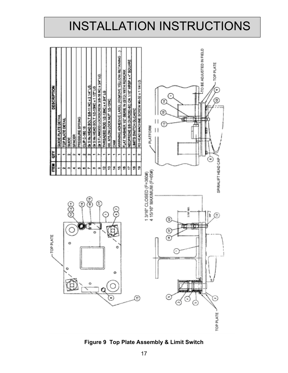 Installation instructions | Autoquip SPIRALIFT SCISSORS LIFT User Manual | Page 17 / 27