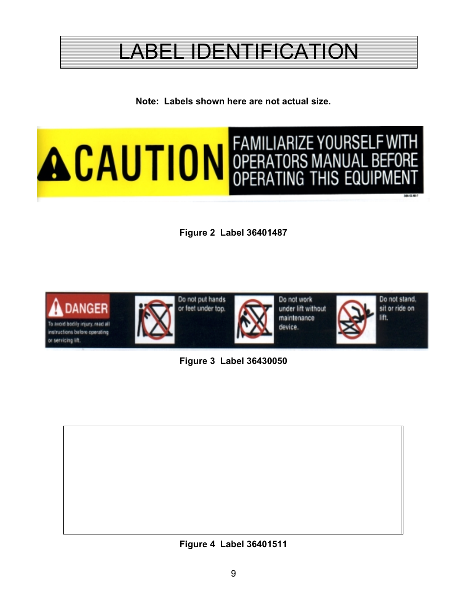 Label identification | Autoquip SPIRALIFT SCISSORS LIFT User Manual | Page 9 / 27