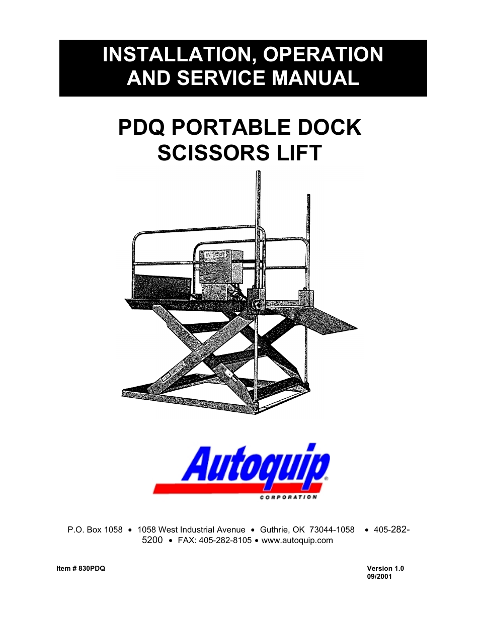 Autoquip PDQ DOCK LIFT User Manual | 36 pages