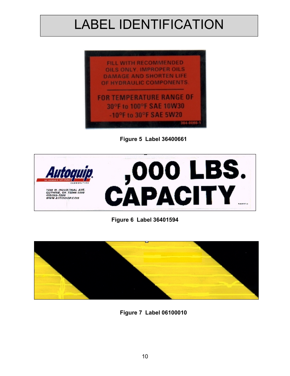 Label identification | Autoquip PDQ DOCK LIFT User Manual | Page 10 / 36
