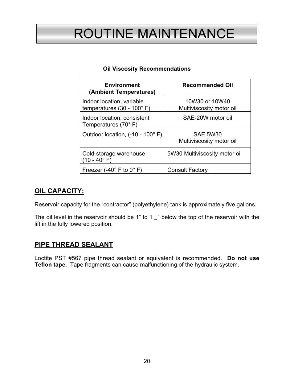 Routine maintenance | Autoquip PDQ DOCK LIFT User Manual | Page 20 / 36