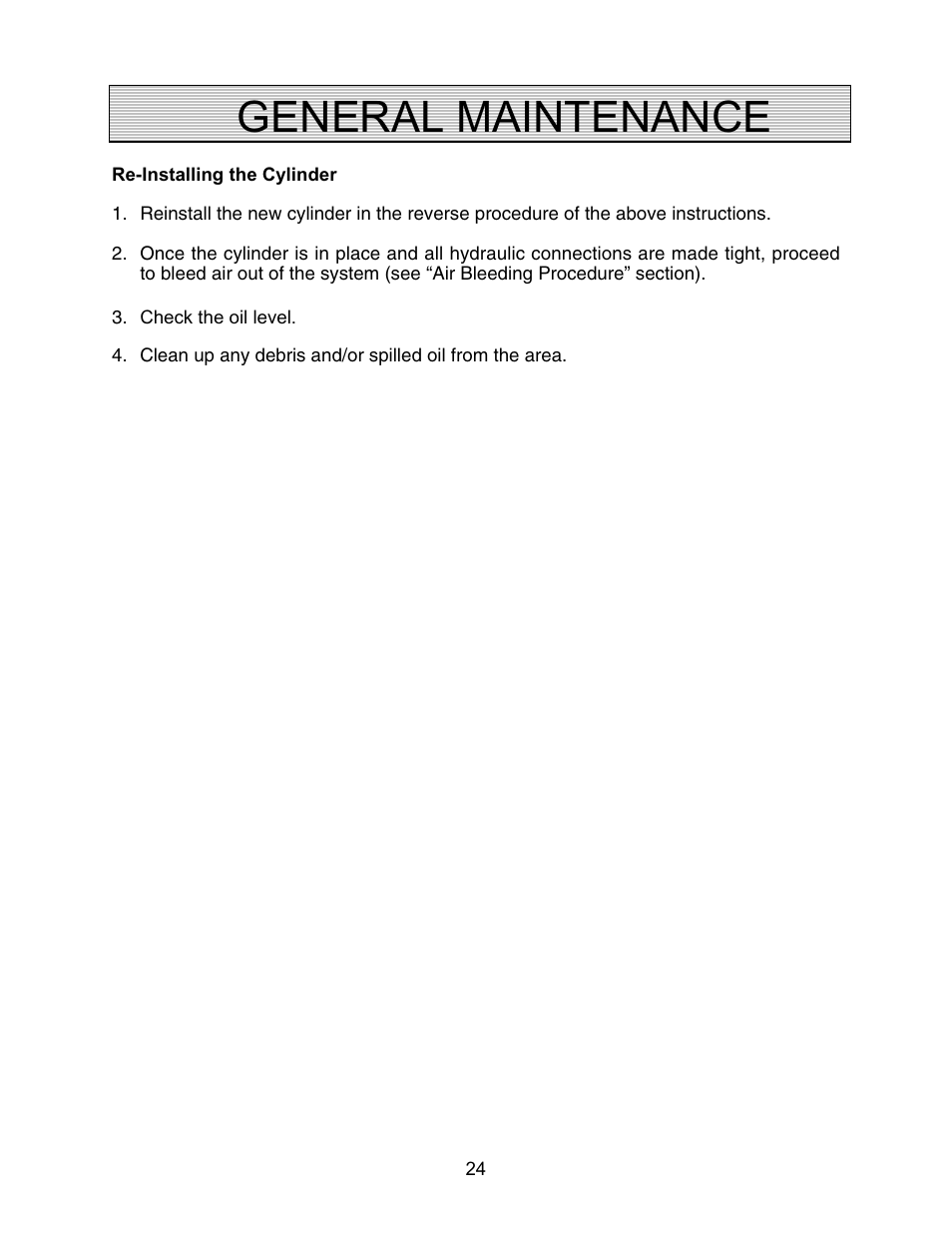 General maintenance | Autoquip PDQ DOCK LIFT User Manual | Page 24 / 36