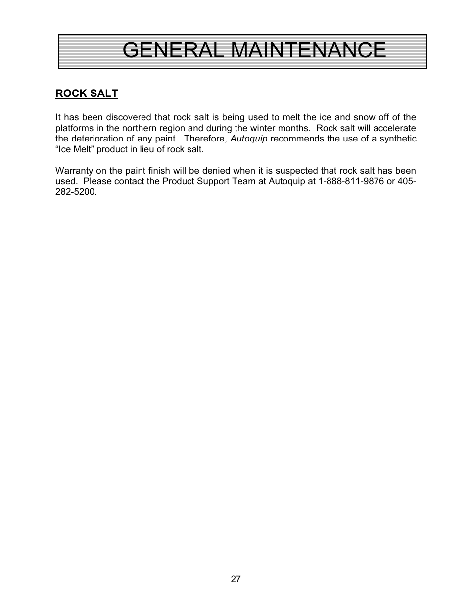 General maintenance | Autoquip PDQ DOCK LIFT User Manual | Page 27 / 36