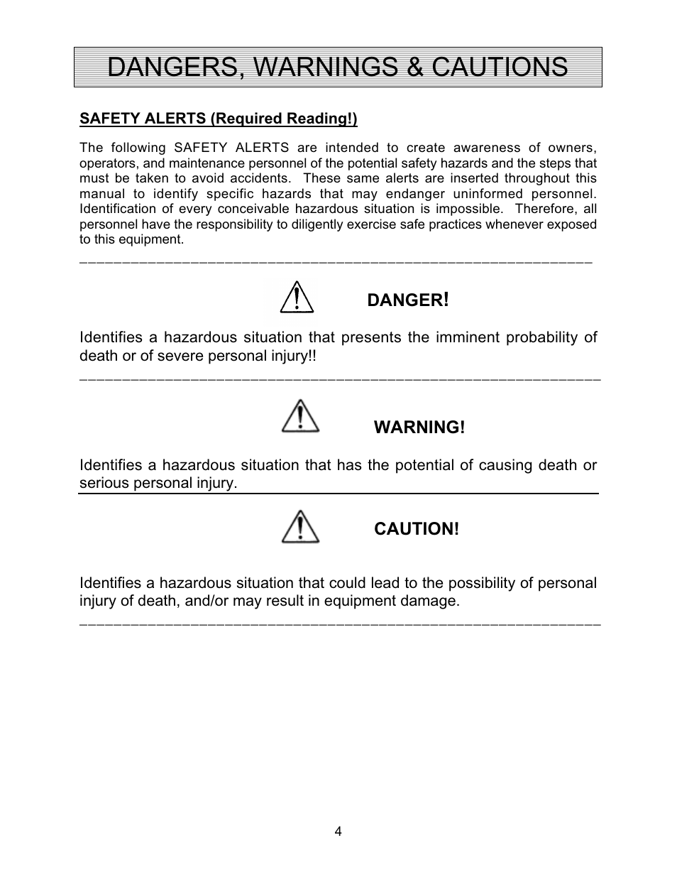 Dangers, warnings & cautions | Autoquip PDQ DOCK LIFT User Manual | Page 4 / 36