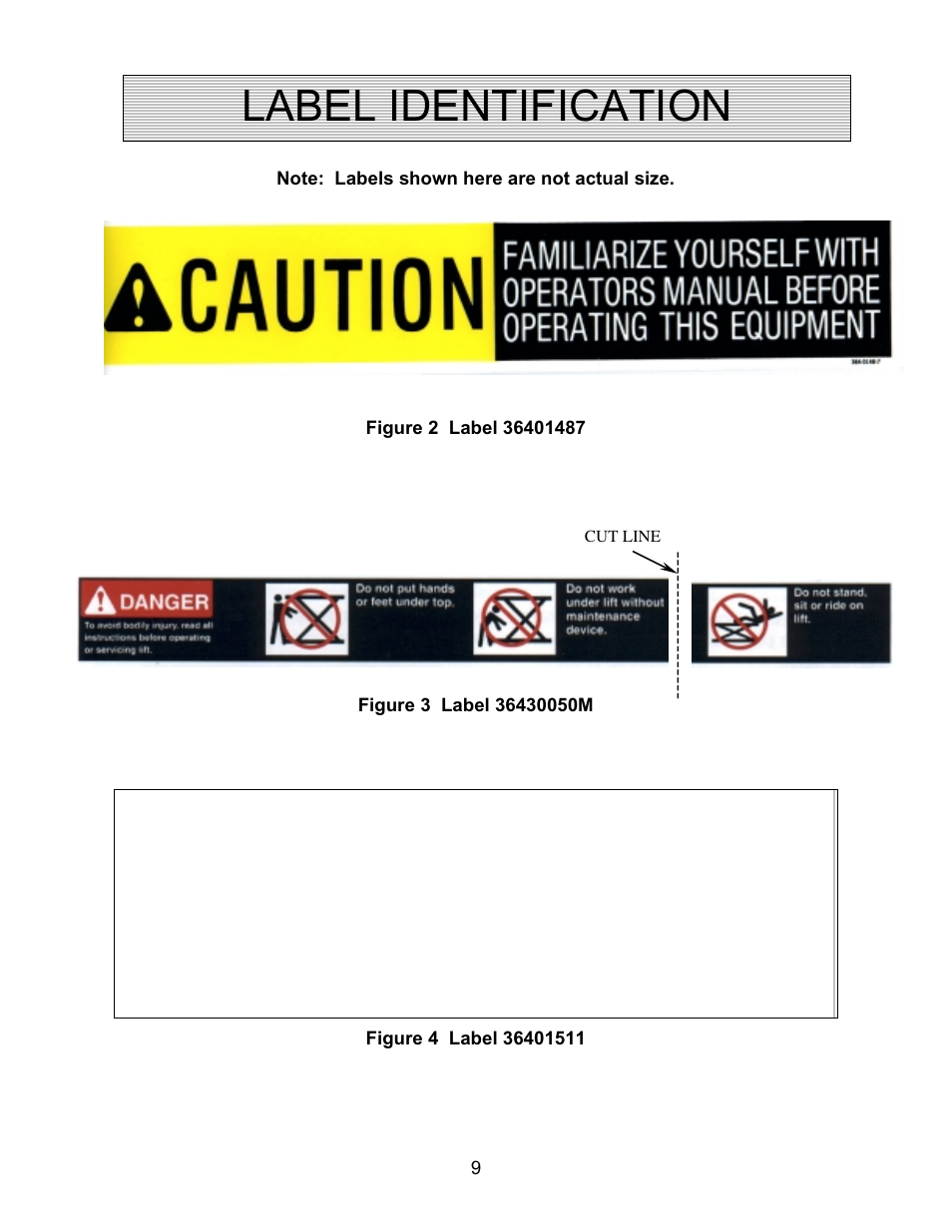 Label identification | Autoquip PLD DOCK LIFT User Manual | Page 9 / 38