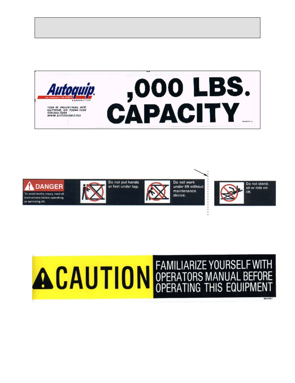 Label identification | Autoquip PLTC DOCK LIFT User Manual | Page 12 / 86