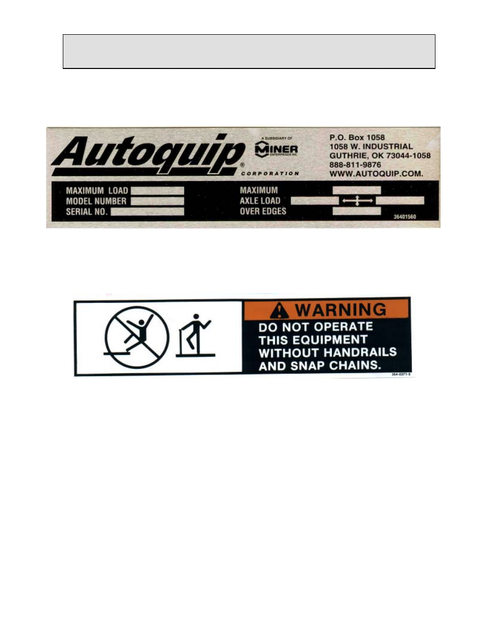 Label identification | Autoquip PLTC DOCK LIFT User Manual | Page 13 / 86