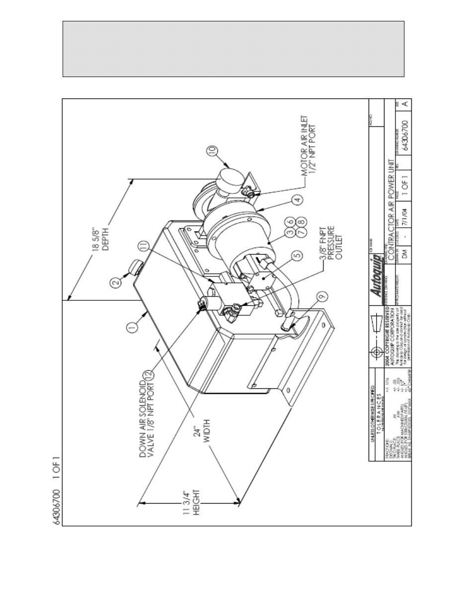Replacement parts list, Contractor air power unit | Autoquip PLTC DOCK LIFT User Manual | Page 80 / 86