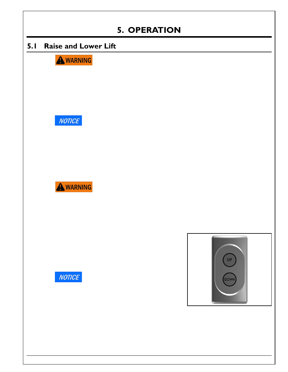 Operation, 1 raise and lower lift, Raise and lower lift | Autoquip TORKLIFT T2 DOUBLE PANTOGRAPH User Manual | Page 19 / 38