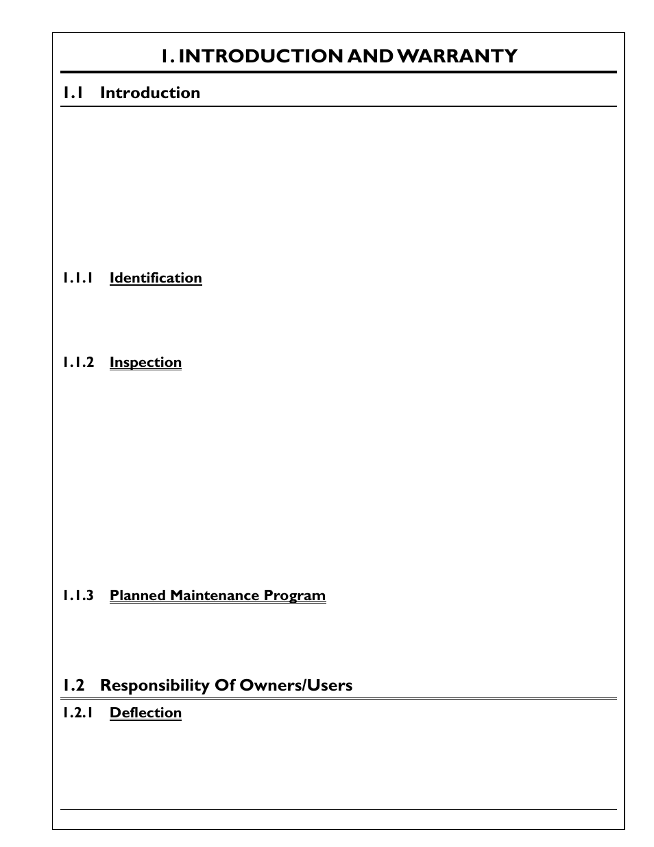 Introduction and warranty, 1 introduction, 1 identification | 2 inspection, 3 planned maintenance program, 2 responsibility of owners/users, 1 deflection, Introduction, Identification, Inspection | Autoquip TORKLIFT T2 DOUBLE PANTOGRAPH User Manual | Page 3 / 38