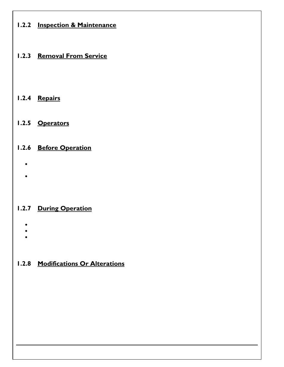 2 inspection & maintenance, 3 removal from service, 4 repairs | 5 operators, 6 before operation, 7 during operation, 8 modifications or alterations, Inspection & maintenance, Removal from service, Repairs | Autoquip TORKLIFT T2 DOUBLE PANTOGRAPH User Manual | Page 4 / 38