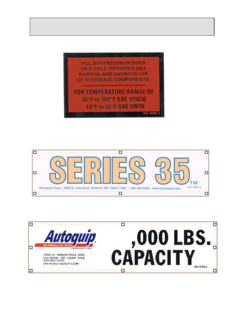 Label identification | Autoquip SERIES 35 MANUAL TURNTABLE User Manual | Page 13 / 79