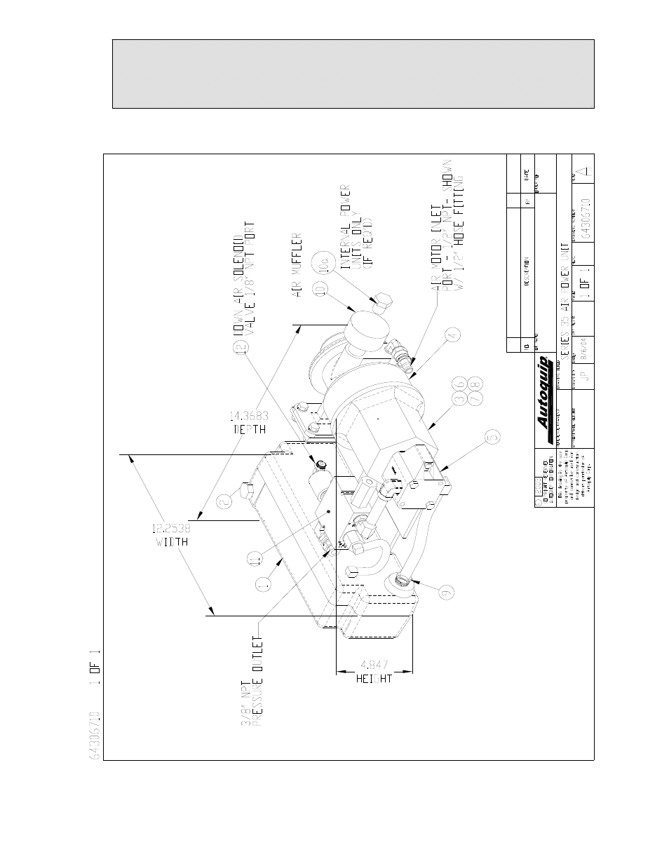 Replacement parts list, Standard air power unit | Autoquip SERIES 35 MANUAL TURNTABLE User Manual | Page 57 / 79