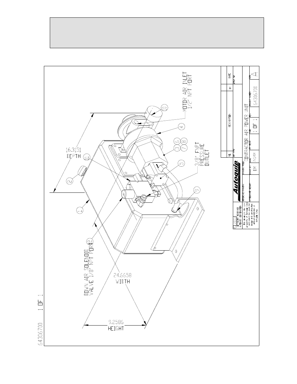 Replacement parts list, Contractor air power unit | Autoquip SERIES 35 MANUAL TURNTABLE User Manual | Page 61 / 79