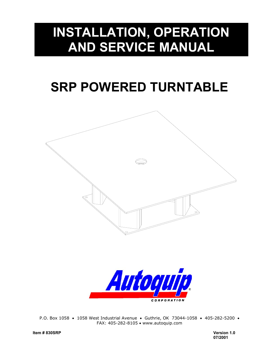 Autoquip SERIES 35 POWERED TURNTABLE User Manual | 19 pages