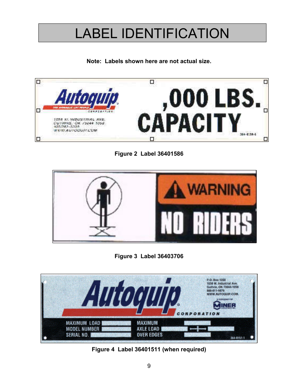 Label identification | Autoquip SERIES 35 POWERED TURNTABLE User Manual | Page 9 / 19