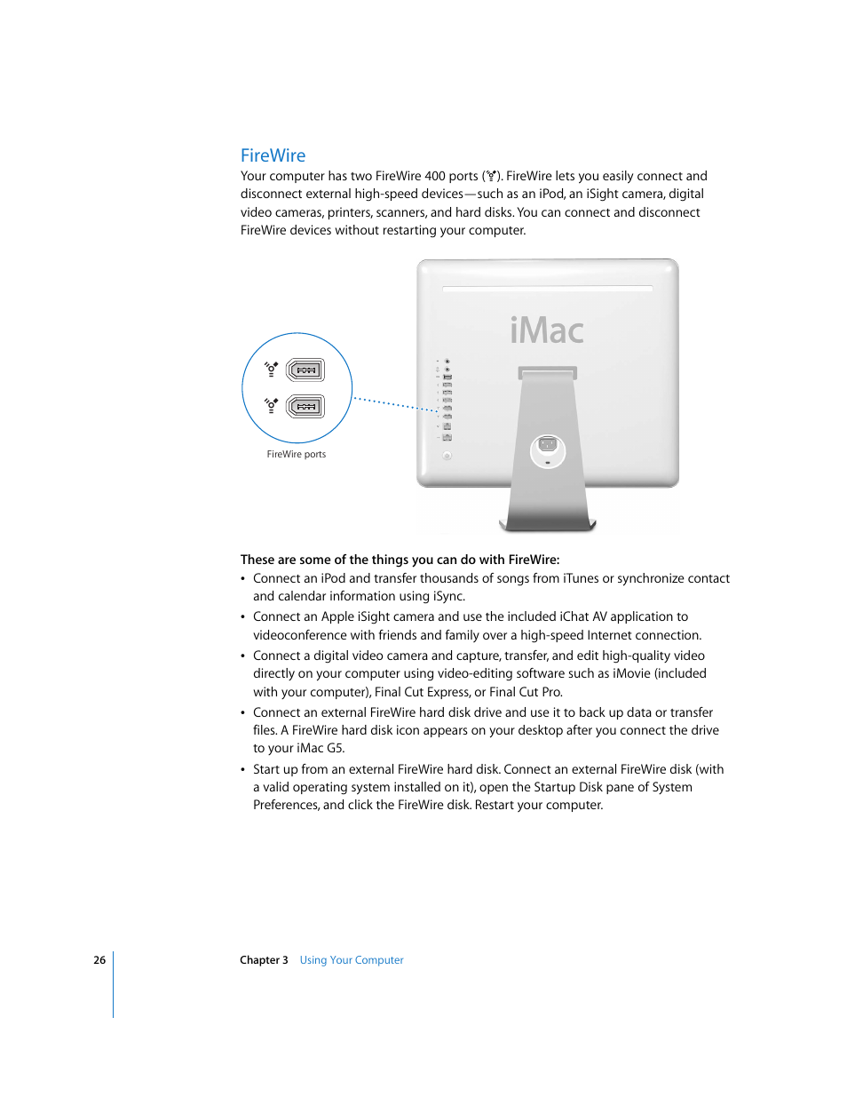 Firewire | Apple iMac G5 User Manual | Page 26 / 96