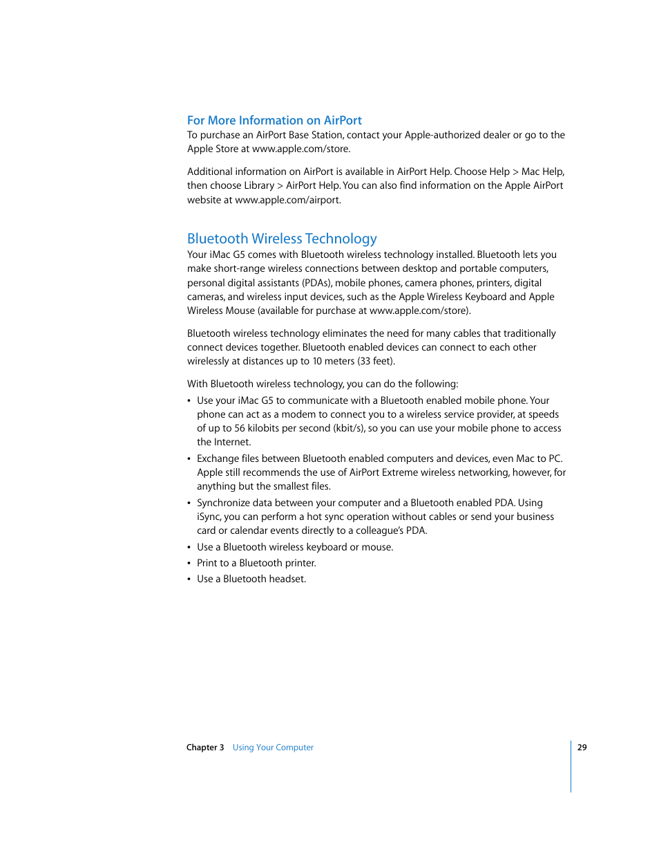 Bluetooth wireless technology | Apple iMac G5 User Manual | Page 29 / 96