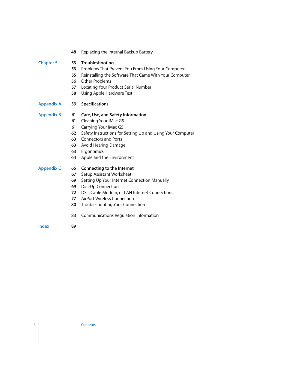 Apple iMac G5 User Manual | Page 4 / 96