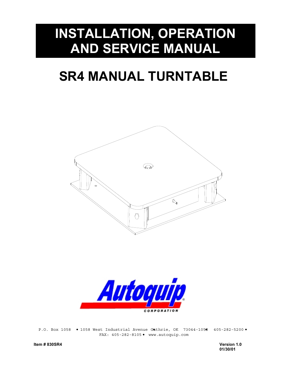 Autoquip SR4 MANUAL TURNTABLE User Manual | 22 pages