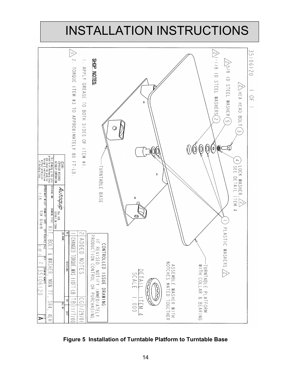 Installation instructions | Autoquip SR4 MANUAL TURNTABLE User Manual | Page 14 / 22