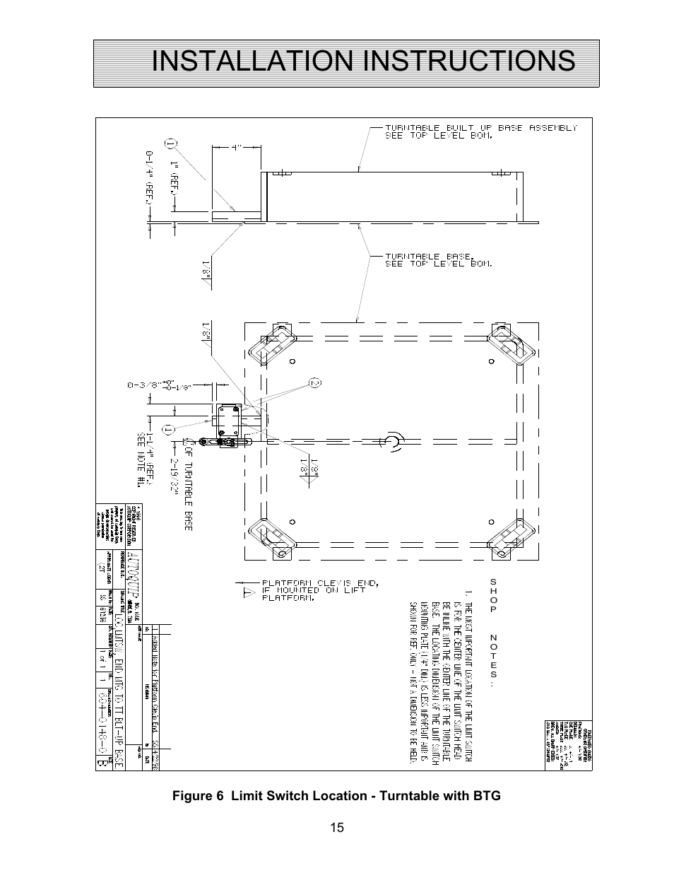 Installation instructions | Autoquip SR4 MANUAL TURNTABLE User Manual | Page 15 / 22