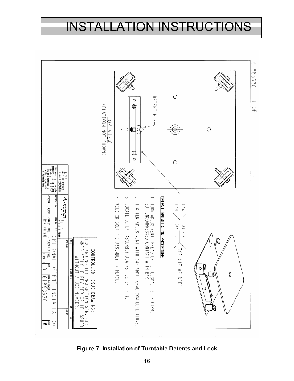 Installation instructions | Autoquip SR4 MANUAL TURNTABLE User Manual | Page 16 / 22