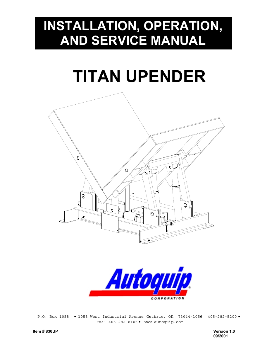 Autoquip TITAN UPENDER User Manual | 31 pages