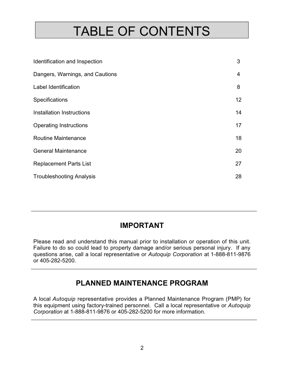 Autoquip TITAN UPENDER User Manual | Page 2 / 31