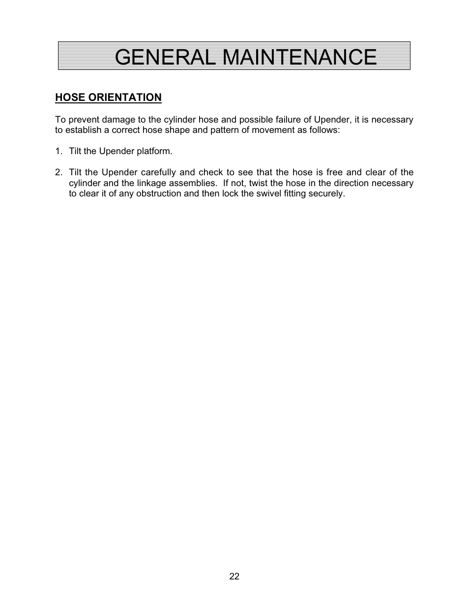 General maintenance | Autoquip TITAN UPENDER User Manual | Page 22 / 31