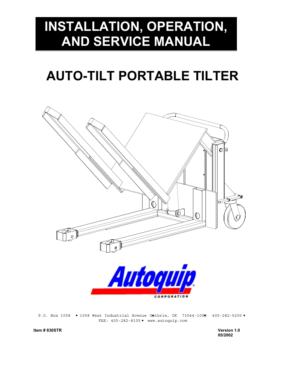 Autoquip AUTO-TILT PORTABLE TILTER User Manual | 31 pages