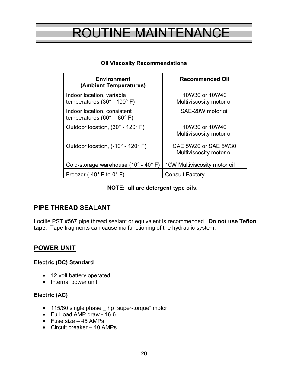 Routine maintenance | Autoquip AUTO-TILT PORTABLE TILTER User Manual | Page 20 / 31